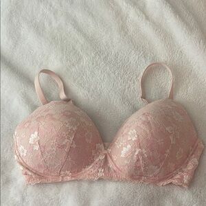 Light pink wireless lace nursing bra